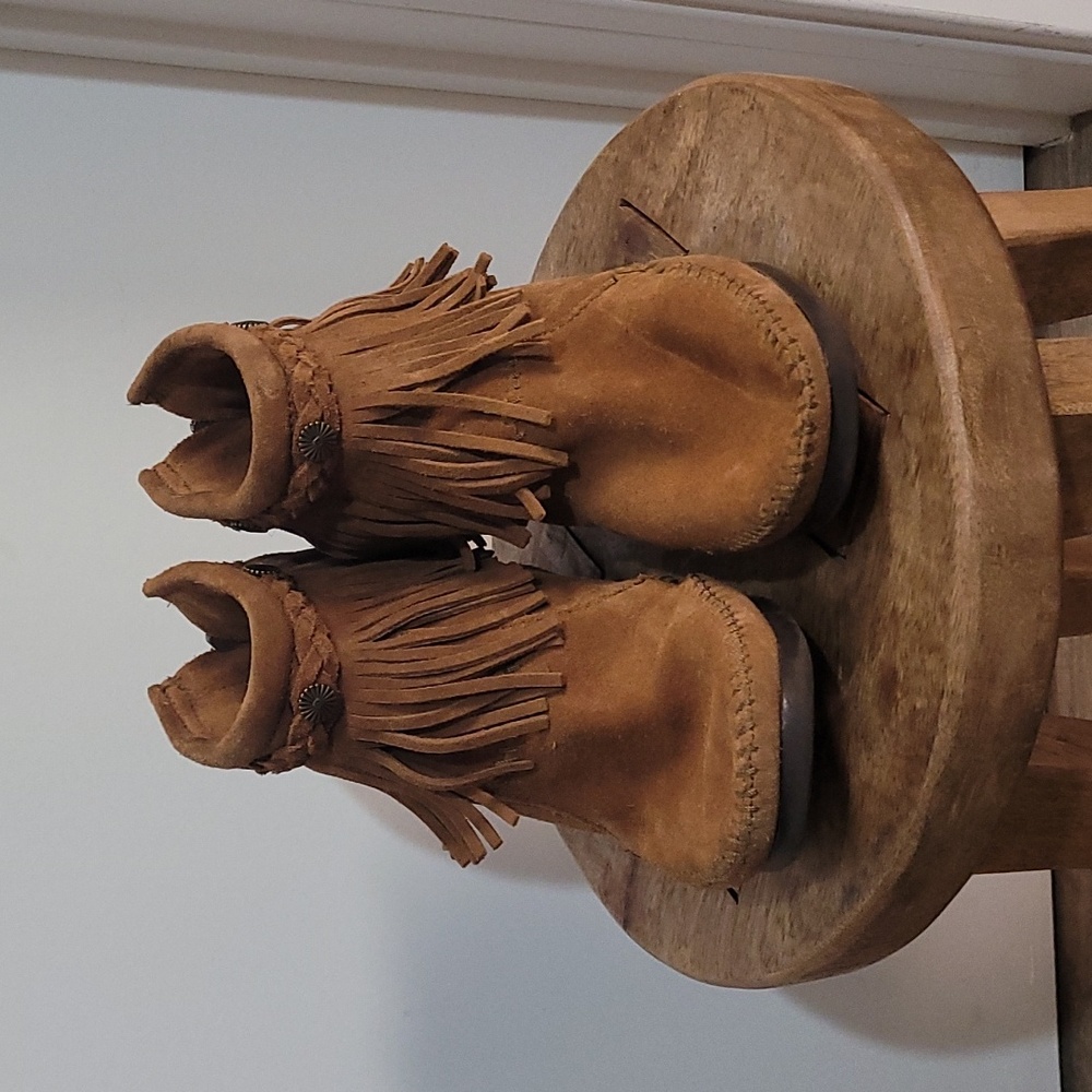Minnetonka Brown Fringe Ankle Boots